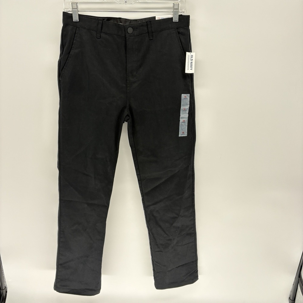 New Old Navy Boys Size 16 Black Straight Built-In Flex Uniform Chino Pants